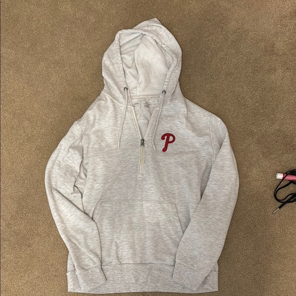 Heathered Cream Phillies Half-zip Hoodie